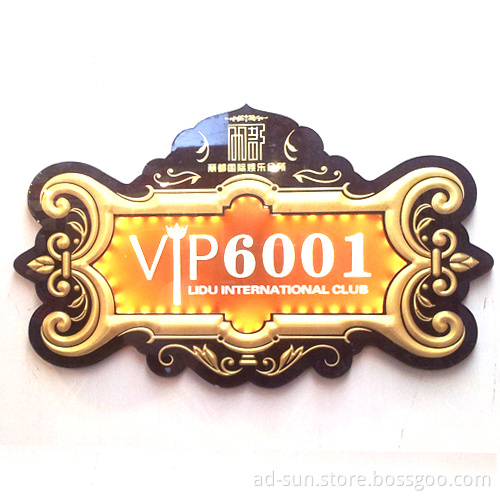 Special Golden Finish Metal Hotel Room Doorplates Number Sign
